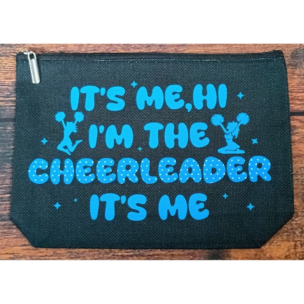 Cheerleader Canvas‎ Makeup Bag Black Blue Zipper Pouch Pencil Case